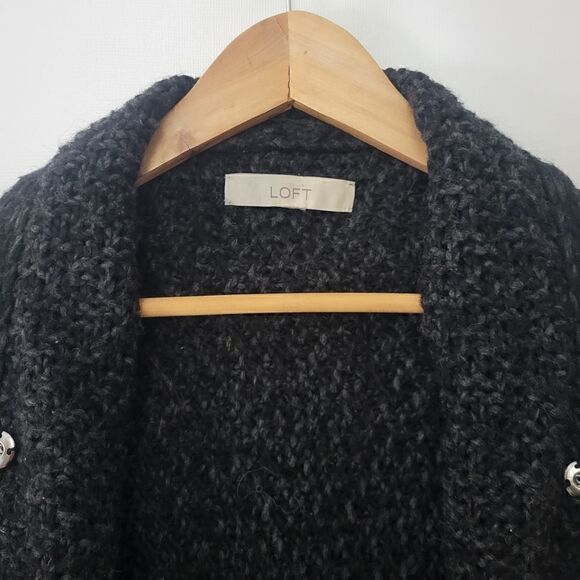 Ann Taylor LOFT dark gray knit open front cardy - Picture 4 of 12